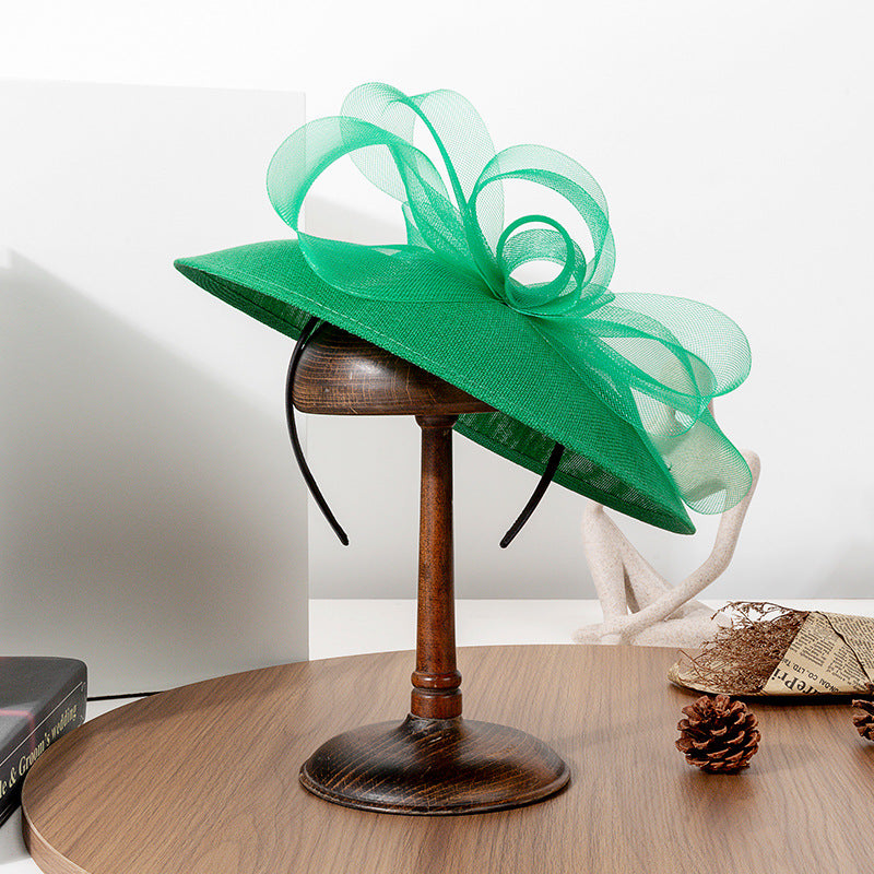 FADVES Women's Bow Sinamay Kentucky Derby Saucer Hats Fascinators With Headband