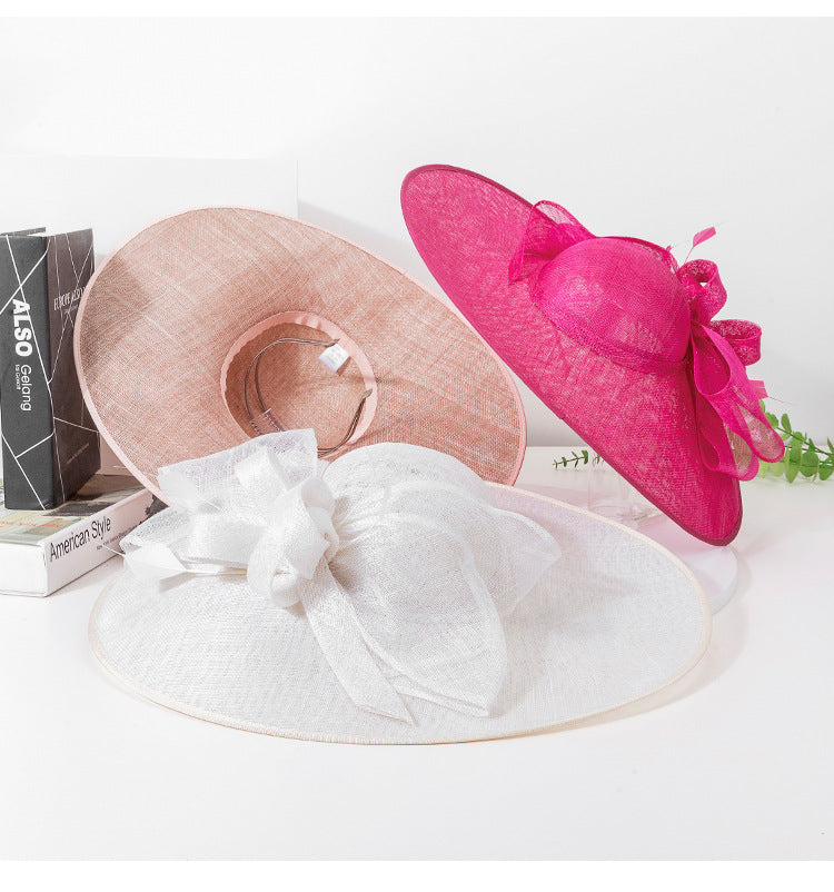 Wide Brim Sinamay Fascinator Kentucky Derby Hat Fascinator Wedding Hat for Cocktail
