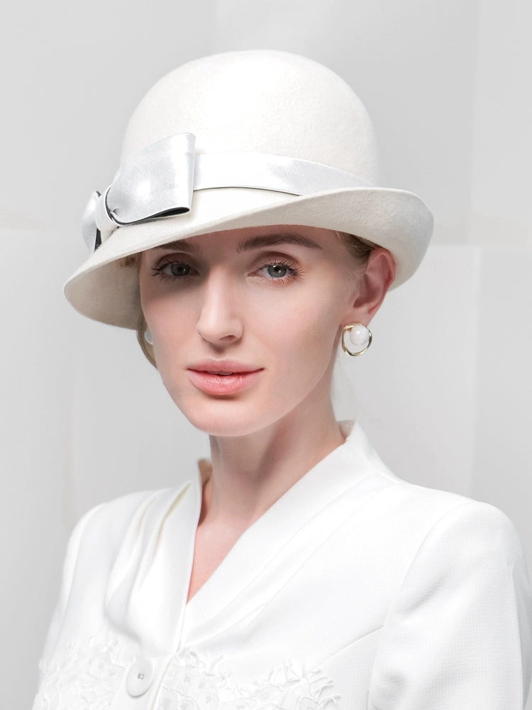 Women's Winter Wool With Bowknot/Ribbons Kentucky Derby Cloche Hats/Church Hats