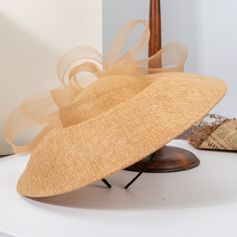FADVES Women's Bow Sinamay Kentucky Derby Saucer Hats Fascinators With Headband