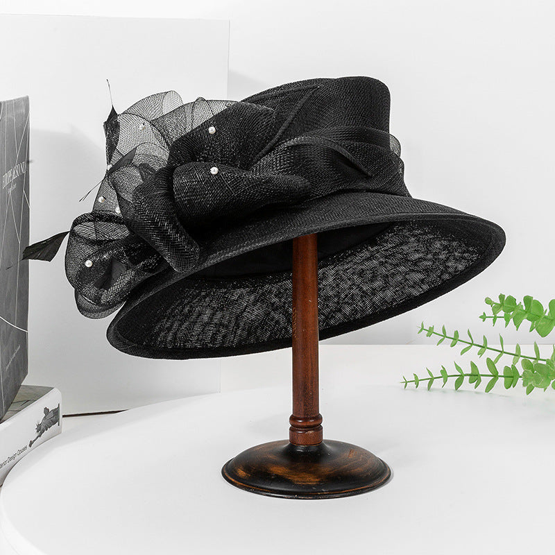 Elegant Sinamay Church Kentucky Derby Hats for Women Feather Bowler Hat Hair Accessory Banquet Cocktail Party