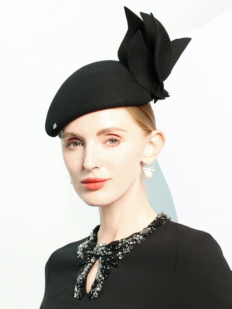 Women's Vintage pillbox hats Wool Cocktail Beret Hats With Clip