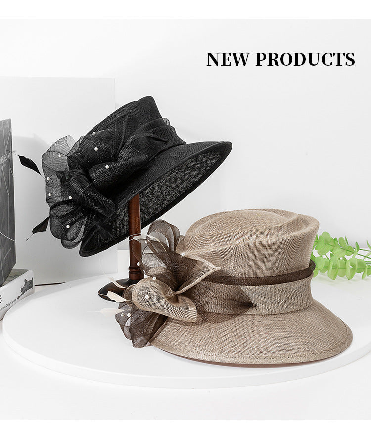 Elegant Sinamay Church Kentucky Derby Hats for Women Feather Bowler Hat Hair Accessory Banquet Cocktail Party