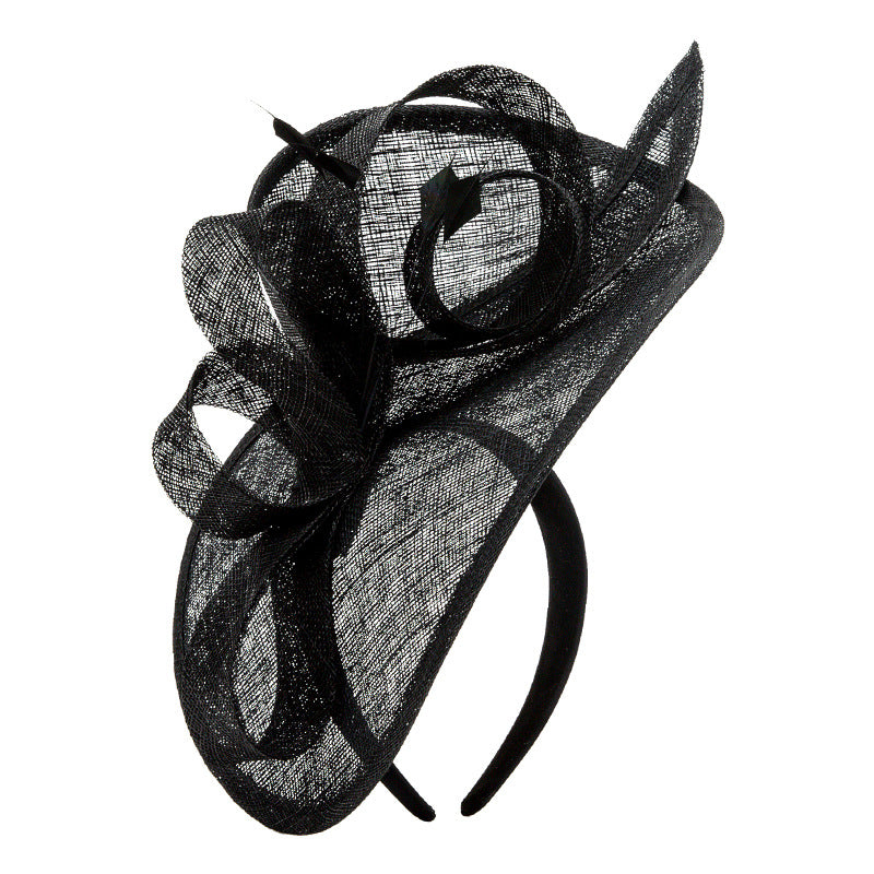 Sinamay Fascinator Hat Floral Feather Pillbox Kentucky Derby Hats for Women Wedding Tea Party with Headband