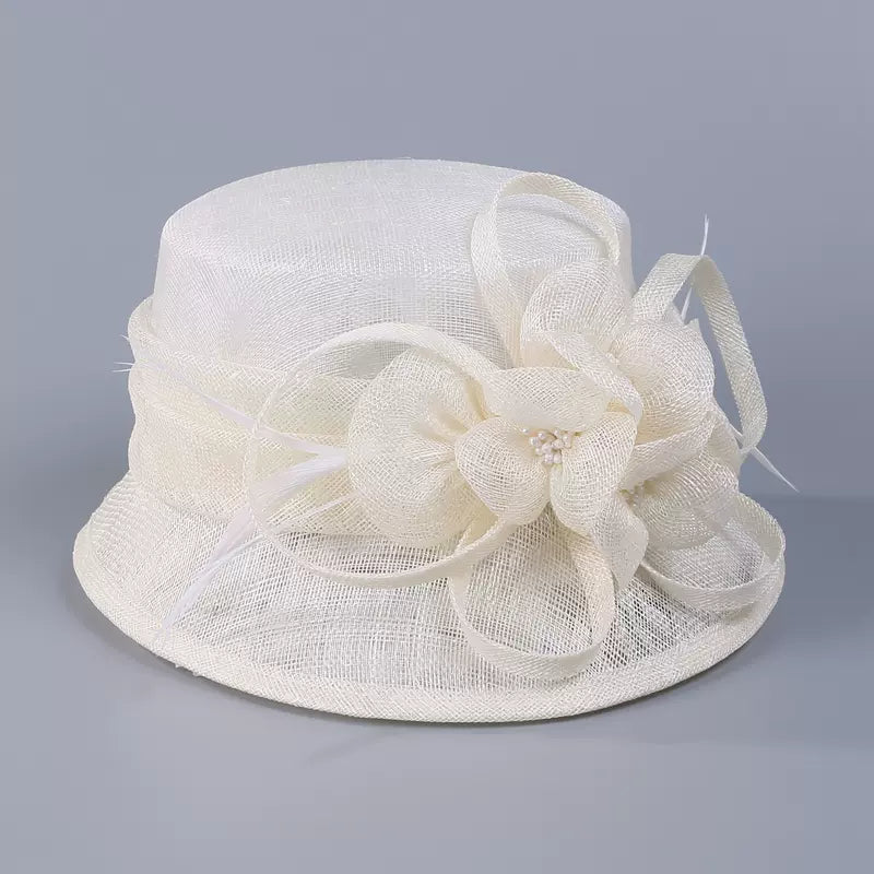 FADVES Sinamay Cloche Bucket Hat for Women Fascinators Floral Church Wedding Kentucky