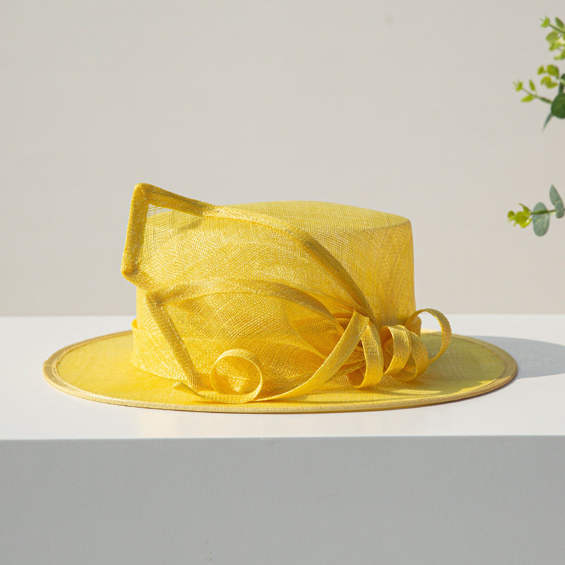 Women's Flat Brim Bow Sinamay Kentucky Derby Church Hats