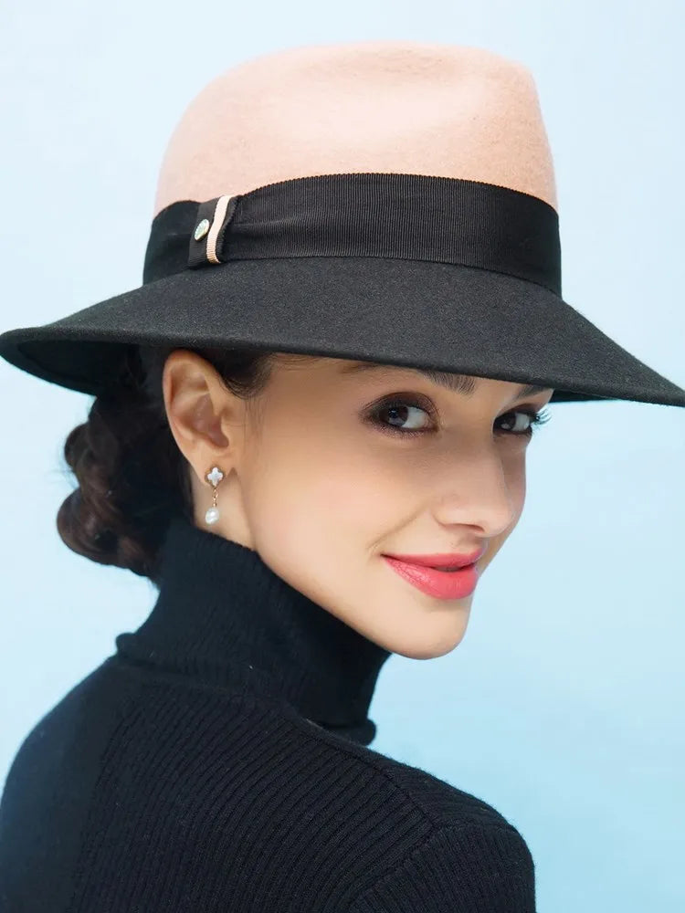 EE 5029 autumn and winter new woolen hat women's winter woolen top hat plus hard English jazz hat