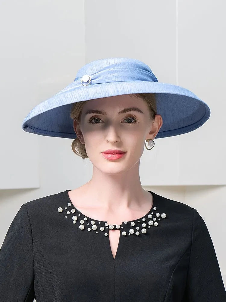 EE1019 Elegant party hat simple pure color restoring ancient ways brim large brim hat woman