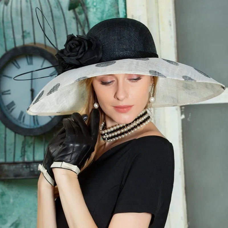 Womens Fascinators Wedding Derby Hat Feather Flower Sinamay Kentucky Derby Hats