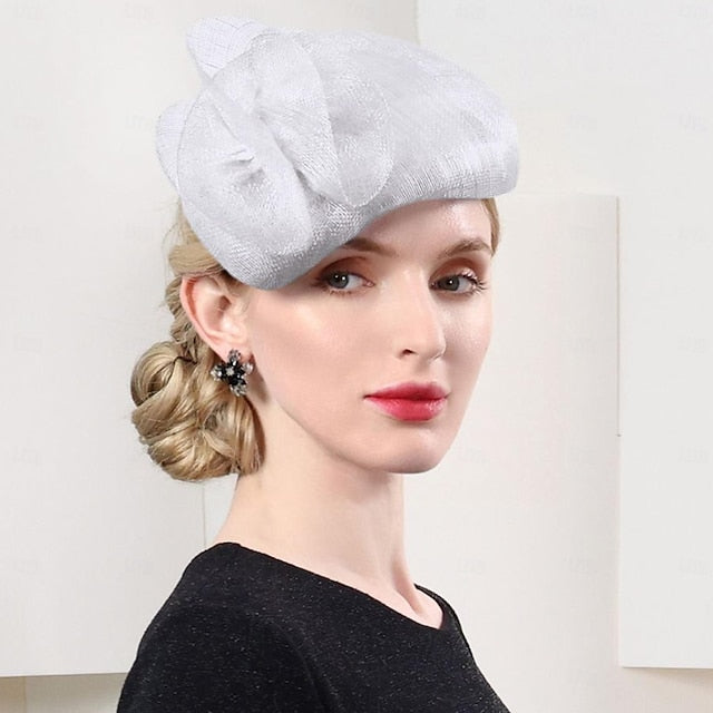 FADVES Hats Sinamay Bowler / Cloche Hat Saucer Hat Pillbox Hat Evening Party Cocktail Wedding British With Pure Color Lace Side Headpiece Headwear