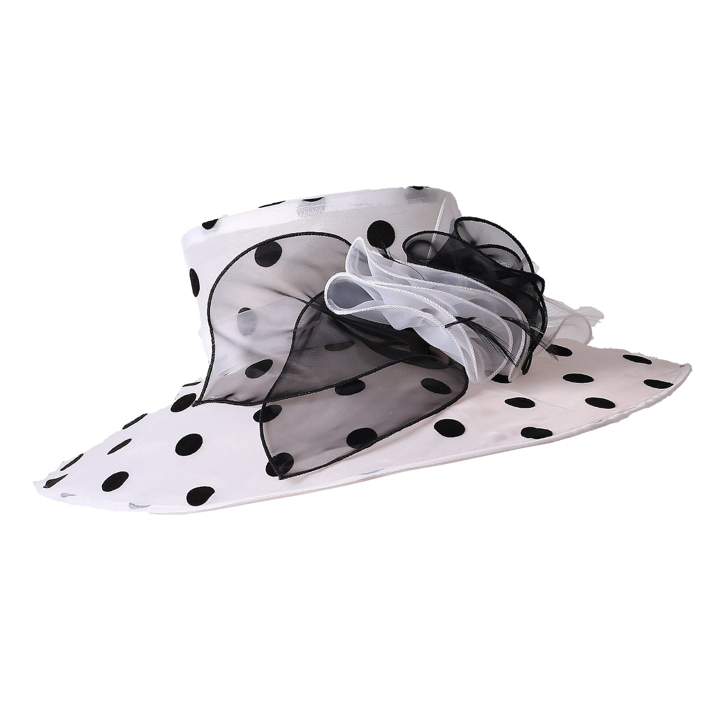 Women Church Hats Wide Brim Sun Derby Hat Organza Fascinators Kentucky Hats for Women Tea Party Wedding Hat 25013