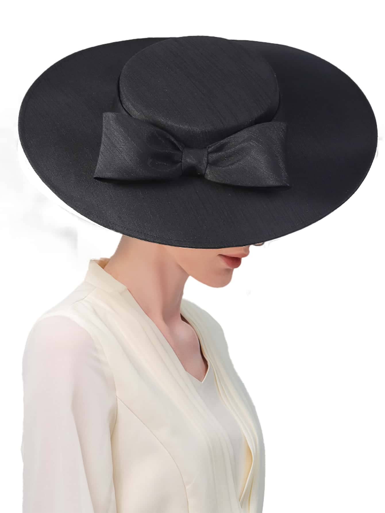 F FADVES Fascinators Women Wide Brim Caps being headwear 20s 50s Derby Pillbox Hat Bowknot Cocktail Tea Party Church Dress Hats