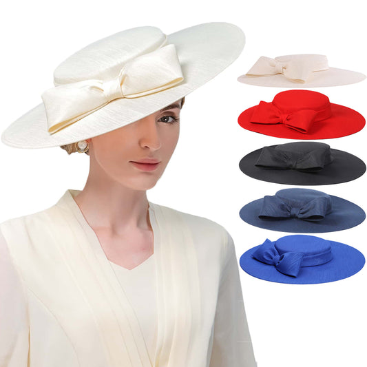 F FADVES Fascinators Women Wide Brim Caps being headwear 20s 50s Derby Pillbox Hat Bowknot Cocktail Tea Party Church Dress Hats