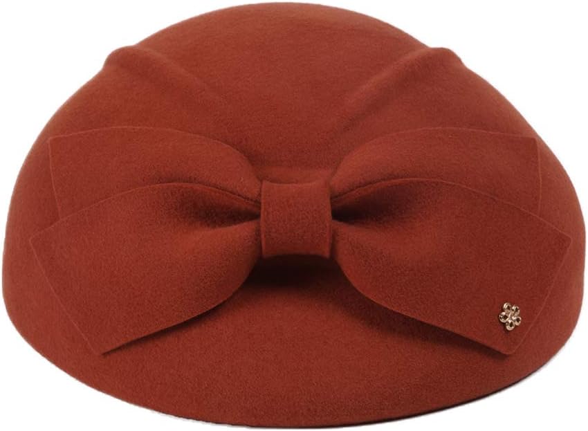 FADVES Womens Wool Felt French Berets Bowler Hat Artist Boina Bowknot Cap