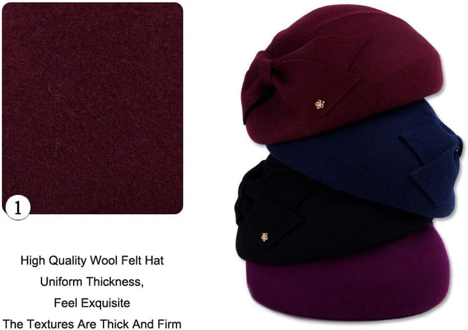 FADVES Womens Wool Felt French Berets Bowler Hat Artist Boina Bowknot Cap