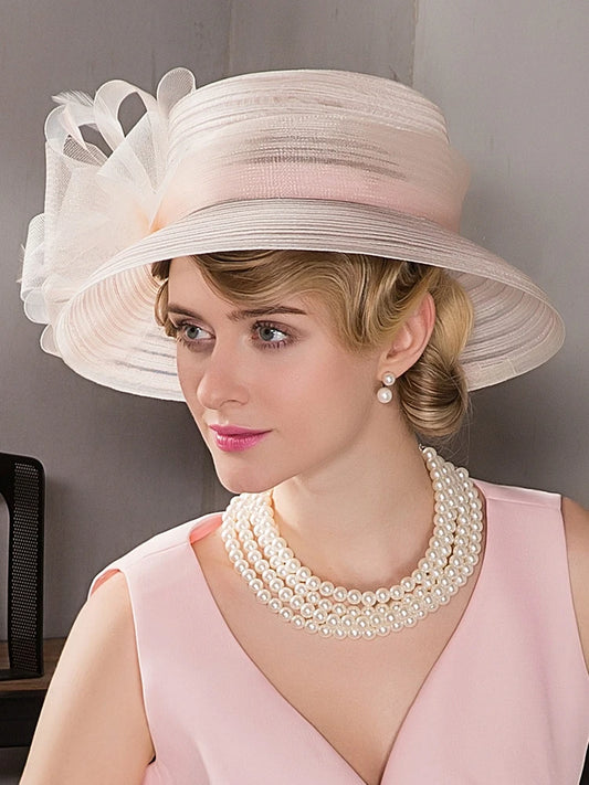 EE 1003 Spring and Summer/Stylish/Horsetail Yarn/Fascinators Flowers/Ribbon/Elegant Tea Party/Tulle Fabric Hats Headpiece