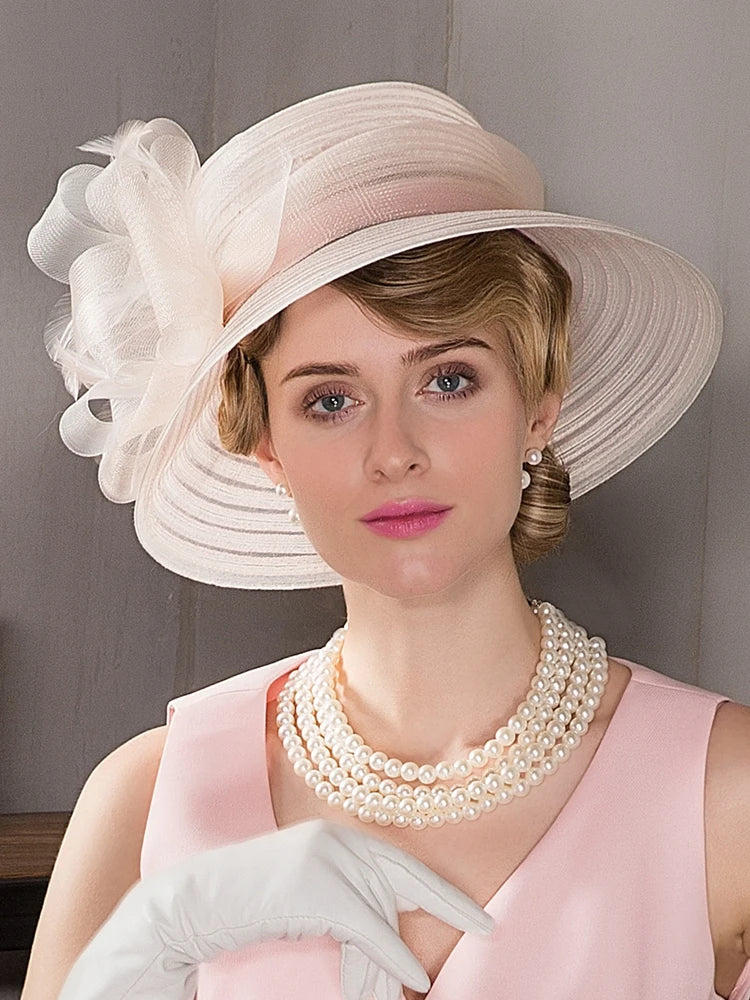 EE 1003 Spring and Summer/Stylish/Horsetail Yarn/Fascinators Flowers/Ribbon/Elegant Tea Party/Tulle Fabric Hats Headpiece