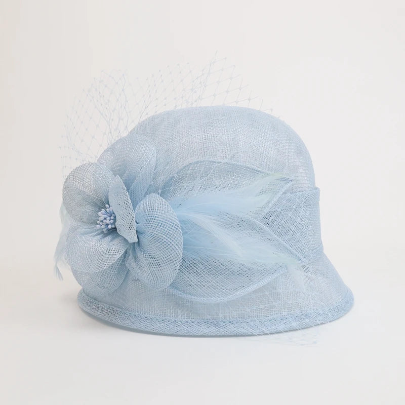 EE 1004 Spring and Summer/Fascinator/Delicate/Floral/Veil/pearls/Elegant/Sinamay/Party/Ladies Day/Tulle Fabric Hats Headpiece