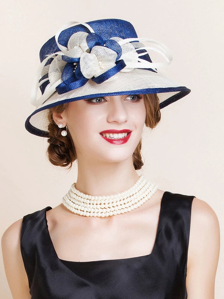 FADVES Sinamay Cloche Bucket Hat for Women Fascinators Floral Church Wedding Kentucky