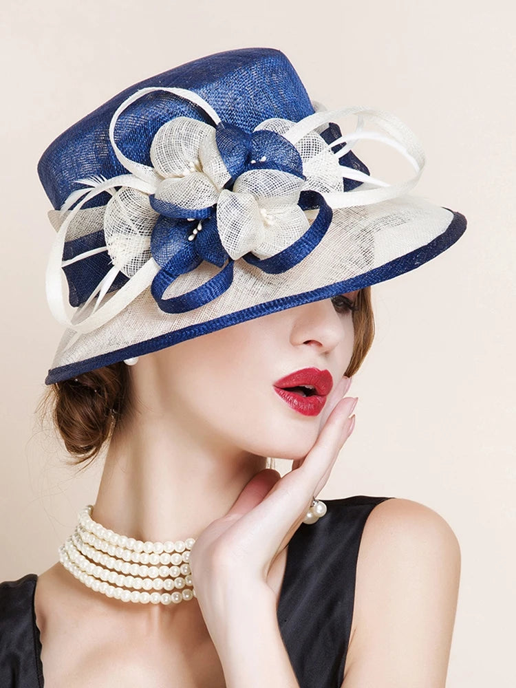 FADVES Sinamay Cloche Bucket Hat for Women Fascinators Floral Church Wedding Kentucky