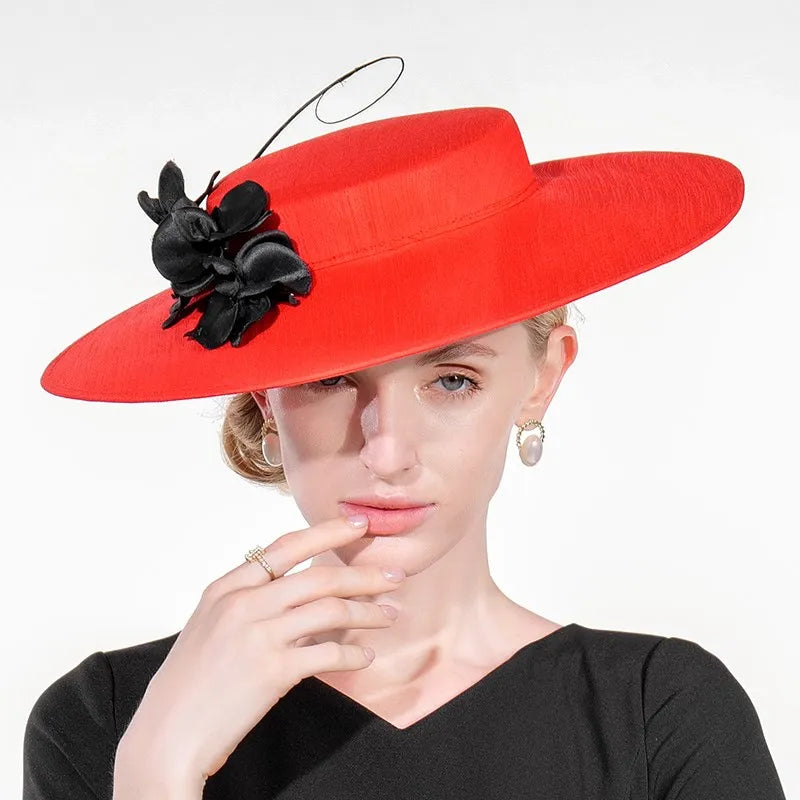 EE 1013  Ms Flower Decoration Elegant  British Leisure Hat
