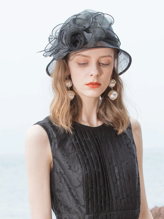 EE 1024 Spring and Summer/Stylish/Fascinators Flowers/Feather/Sinamay/Elegant Tea Party/Tulle Fabric Hats Headpiece