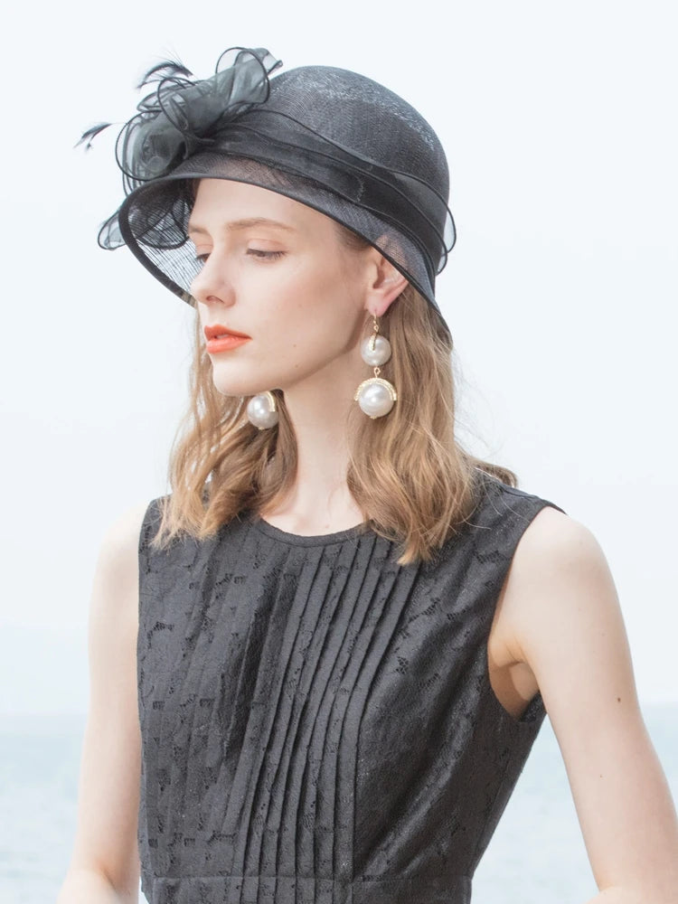 EE 1024 Spring and Summer/Stylish/Fascinators Flowers/Feather/Sinamay/Elegant Tea Party/Tulle Fabric Hats Headpiece