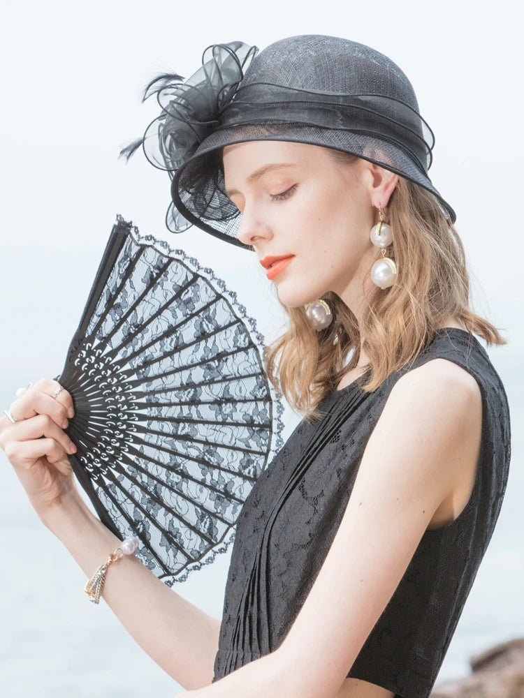 EE 1024 Spring and Summer/Stylish/Fascinators Flowers/Feather/Sinamay/Elegant Tea Party/Tulle Fabric Hats Headpiece