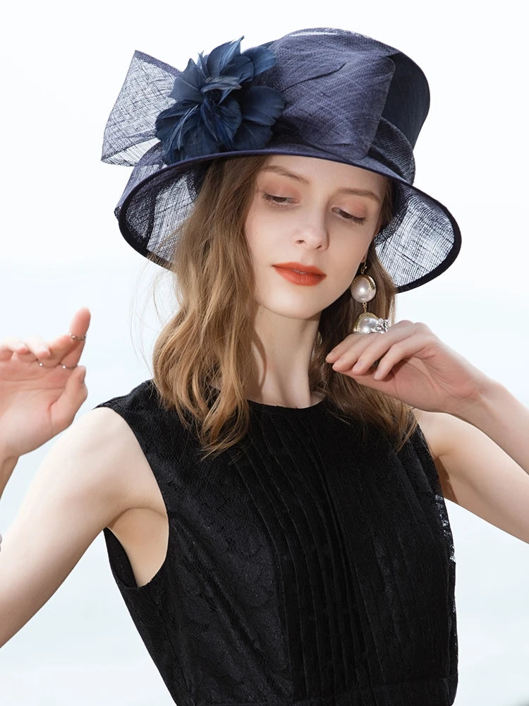 EE 1047 Spring and Summer/Striking/Bowknot/Feather/Floral/Abaca/Elegant/Special Occasion/Flat Cap/Tulle Fabric Hats Headpiece