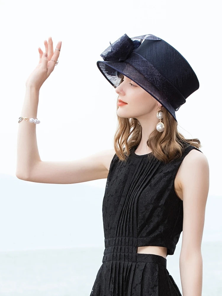 EE 1047 Spring and Summer/Striking/Bowknot/Feather/Floral/Abaca/Elegant/Special Occasion/Flat Cap/Tulle Fabric Hats Headpiece