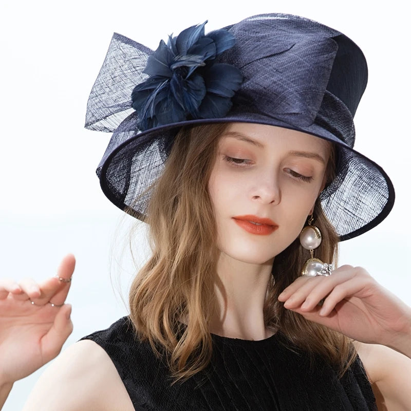 EE 1047 Spring and Summer/Striking/Bowknot/Feather/Floral/Abaca/Elegant/Special Occasion/Flat Cap/Tulle Fabric Hats Headpiece