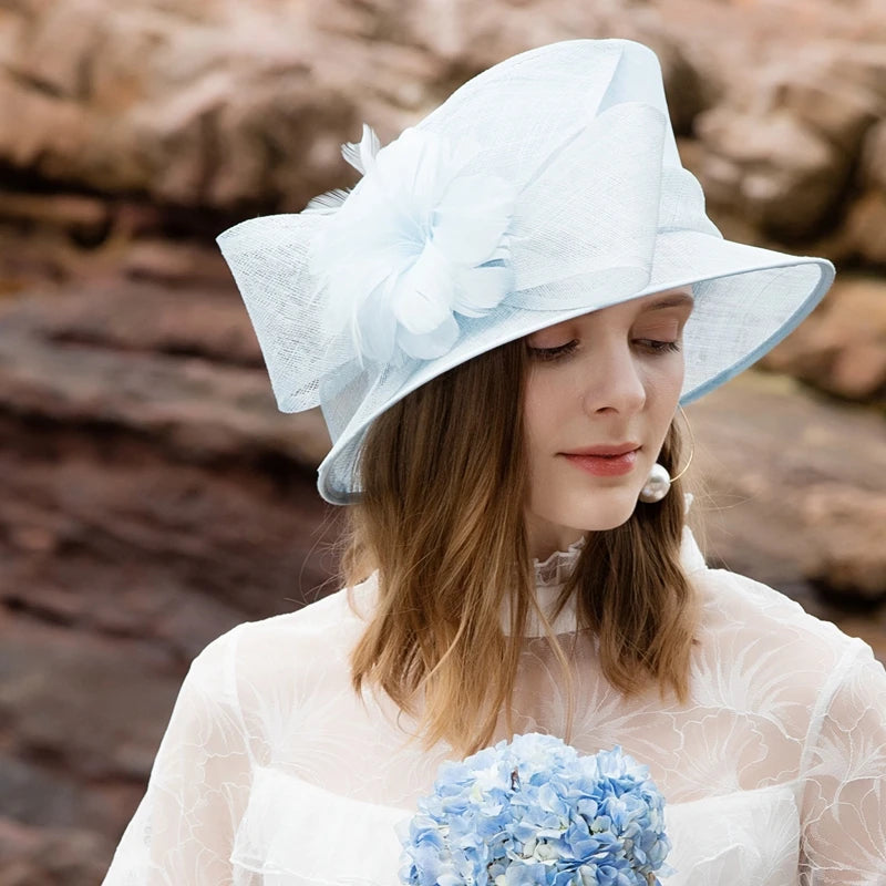 EE 1047 Spring and Summer/Striking/Bowknot/Feather/Floral/Abaca/Elegant/Special Occasion/Flat Cap/Tulle Fabric Hats Headpiece