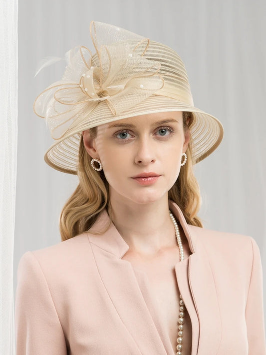 EE 1049 Spring and Summer/Original Design/Leisure/Imported Horsetail Yarn/Bowknot/Tulle Fabric Hats Headpiece/Polyester Hats
