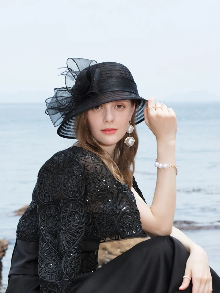 EE 1049 Spring and Summer/Original Design/Leisure/Imported Horsetail Yarn/Bowknot/Tulle Fabric Hats Headpiece/Polyester Hats