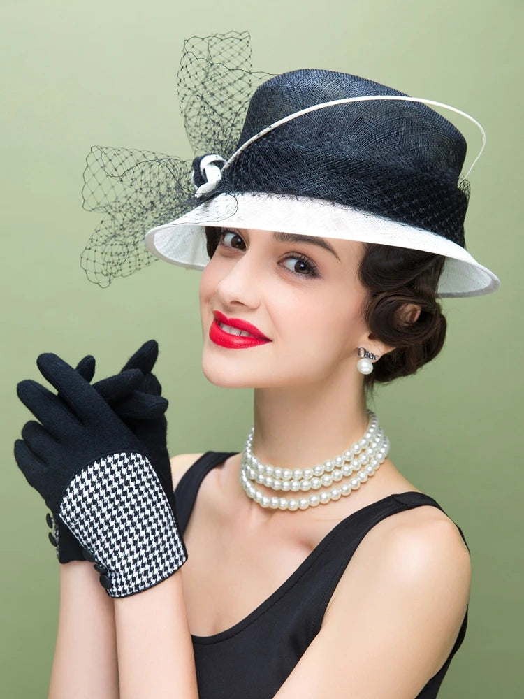 EE 1068 Spring and Summer/Elegant/Veil/Ostrich Quills/Abaca/Adjustable/Party/Evening Headpiece/Tulle Fabric Hats Headpiece