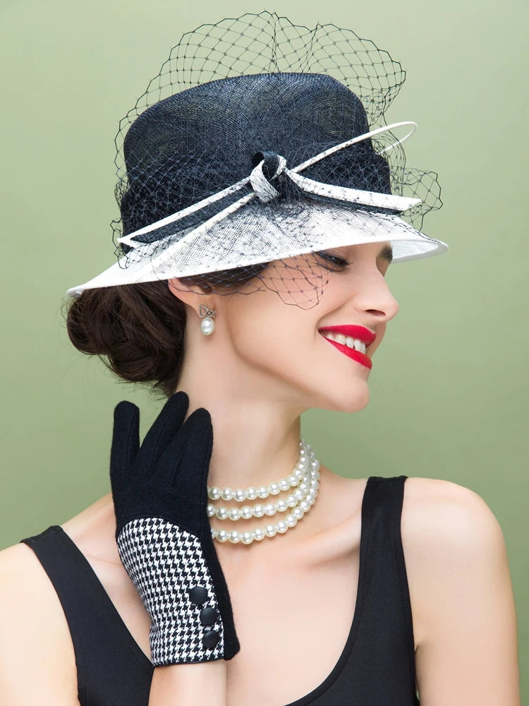 EE 1068 Spring and Summer/Elegant/Veil/Ostrich Quills/Abaca/Adjustable/Party/Evening Headpiece/Tulle Fabric Hats Headpiece
