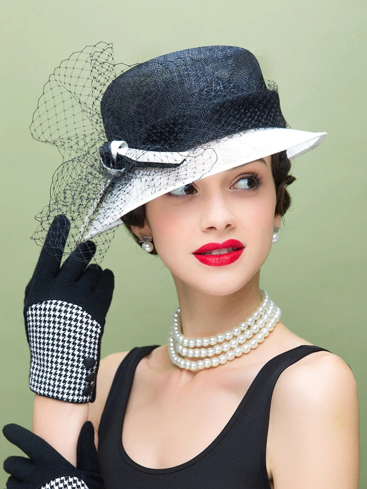 EE 1068 Spring and Summer/Elegant/Veil/Ostrich Quills/Abaca/Adjustable/Party/Evening Headpiece/Tulle Fabric Hats Headpiece