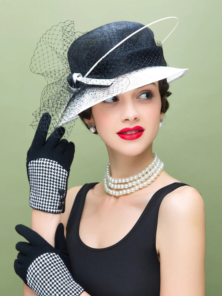 EE 1068 Spring and Summer/Elegant/Veil/Ostrich Quills/Abaca/Adjustable/Party/Evening Headpiece/Tulle Fabric Hats Headpiece
