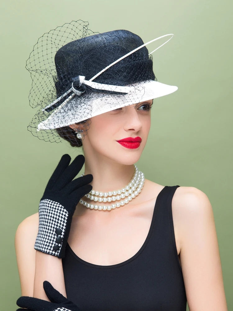 EE 1068 Spring and Summer/Elegant/Veil/Ostrich Quills/Abaca/Adjustable/Party/Evening Headpiece/Tulle Fabric Hats Headpiece