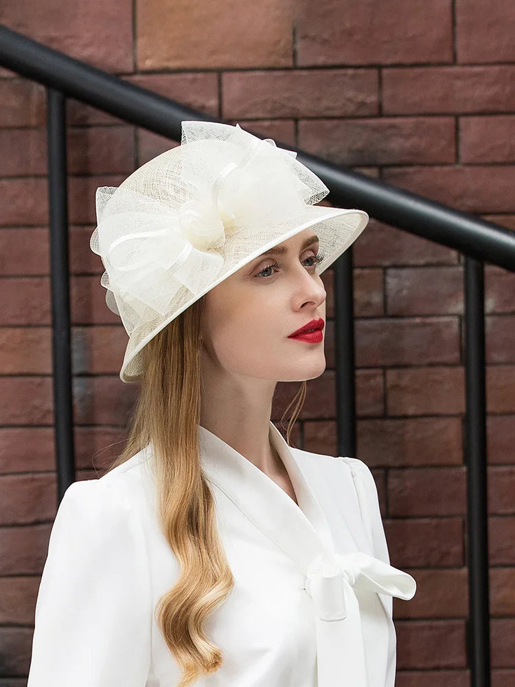 EE 1085 Spring and Summer/Elegant/Fascinators Flowers/Abaca/Evening Headpiece/Sun Protection/Tulle Fabric Hats Headpiece