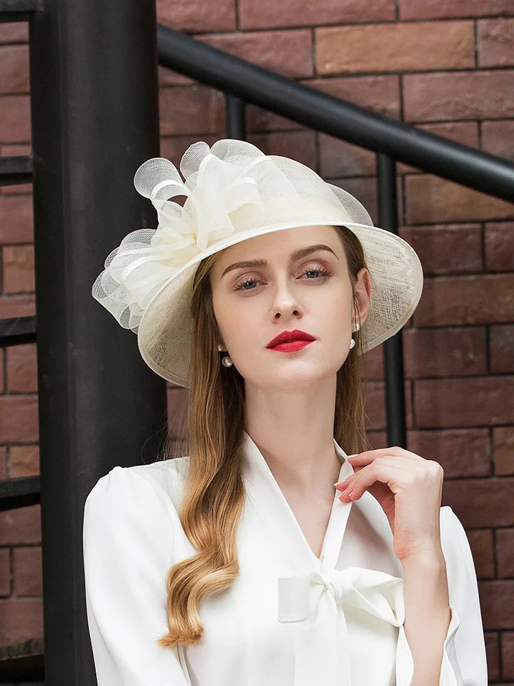EE 1085 Spring and Summer/Elegant/Fascinators Flowers/Abaca/Evening Headpiece/Sun Protection/Tulle Fabric Hats Headpiece