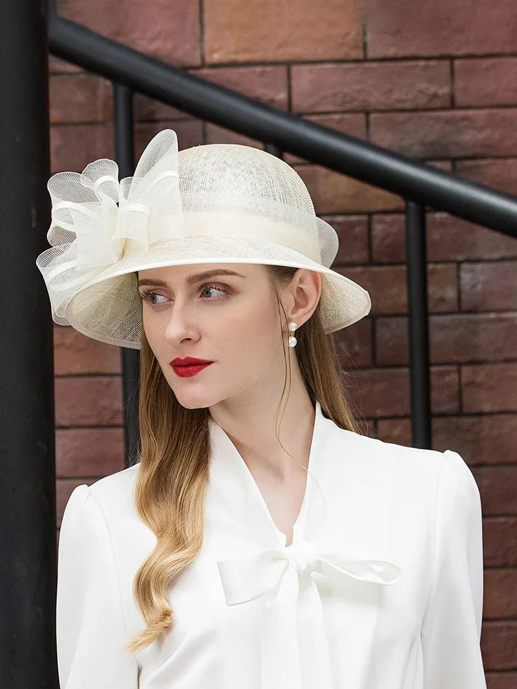 EE 1085 Spring and Summer/Elegant/Fascinators Flowers/Abaca/Evening Headpiece/Sun Protection/Tulle Fabric Hats Headpiece