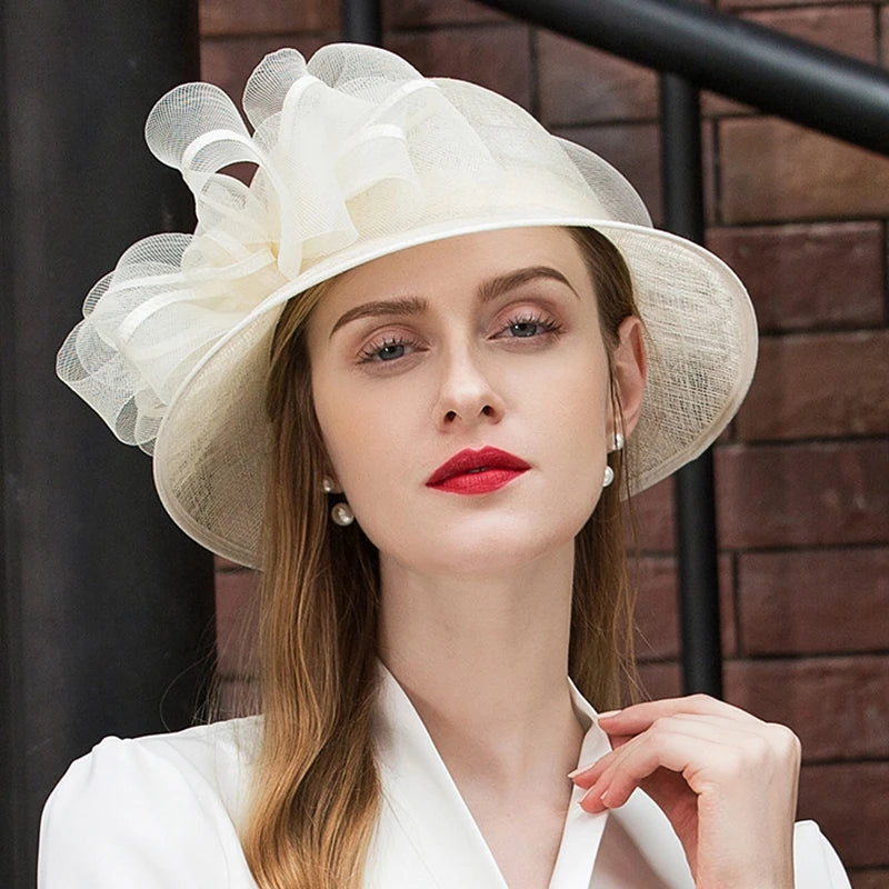 EE 1085 Spring and Summer/Elegant/Fascinators Flowers/Abaca/Evening Headpiece/Sun Protection/Tulle Fabric Hats Headpiece