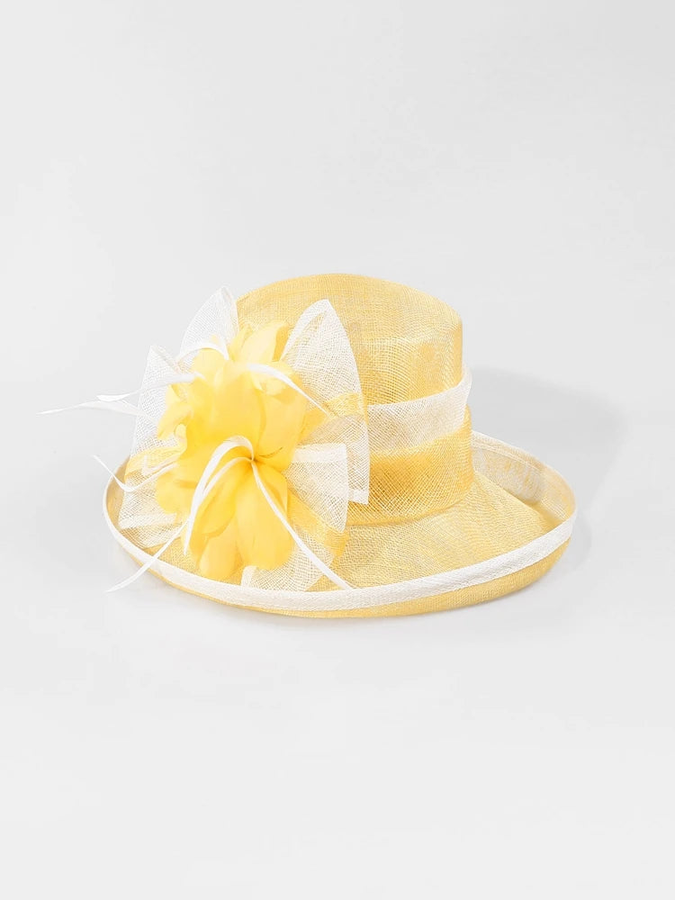 EE 1119 Spring and Summer/Bowknot/Floral/Fascinator/Stylish/Abaca/Elegant Tea Party/Sunbonnet/Tulle Fabric Hats Headpiece