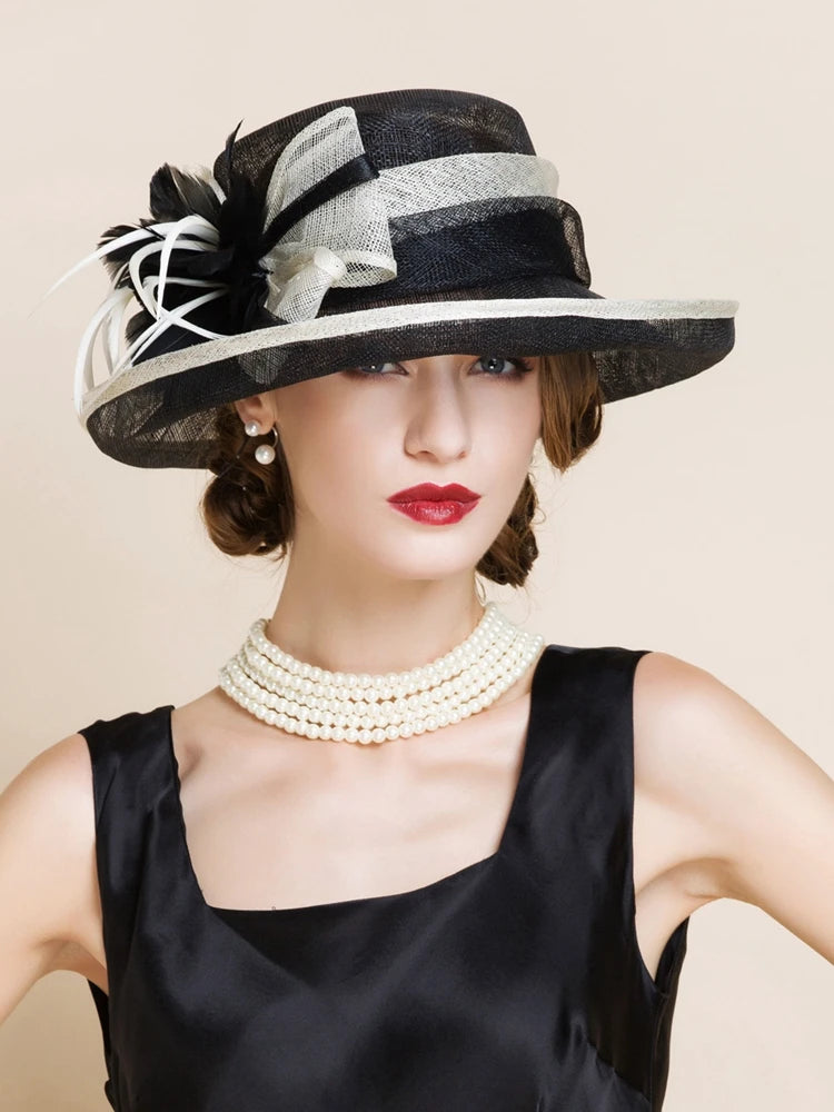 EE 1119 Spring and Summer/Bowknot/Floral/Fascinator/Stylish/Abaca/Elegant Tea Party/Sunbonnet/Tulle Fabric Hats Headpiece