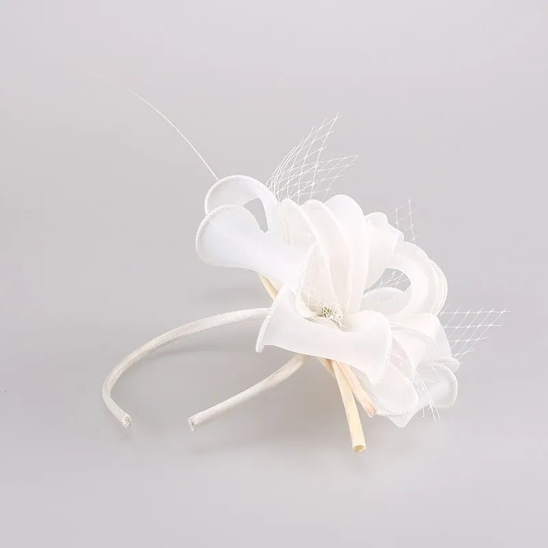 EE 2204 hat female flower feather hair hoop organza sweet hair accessories in Europe and America women's headband hairpin