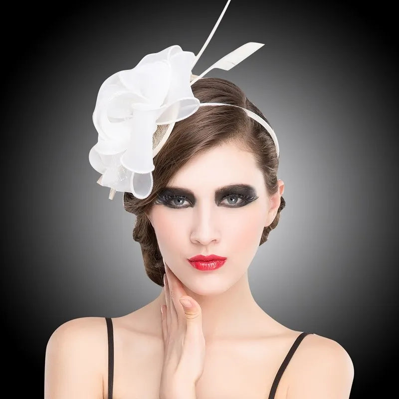 EE 2204 hat female flower feather hair hoop organza sweet hair accessories in Europe and America women's headband hairpin