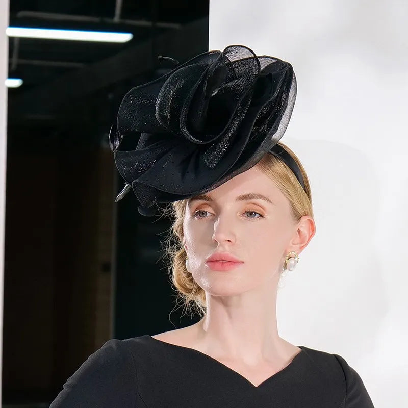EE  2220 summer new  elegant temperament goddess flower feather no eaves and female summer hat hat
