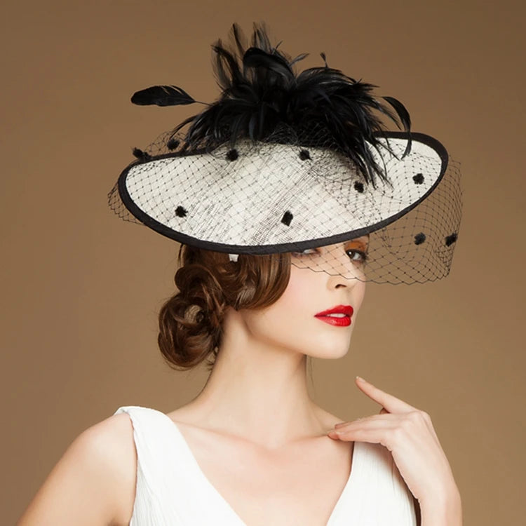 EE 2222 Spring and Summer/Stylish/Fascinator/Feather Flower/Birdcage Veil/Sinamay/Evening Headpiece/Tulle Fabric Hats Headpiece