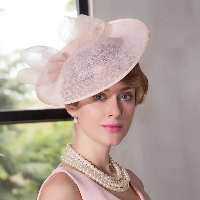 Elegant Bowknot Sinamay Cocktail/Kentucky Derby Saucer Hats/Fascinators With Headband